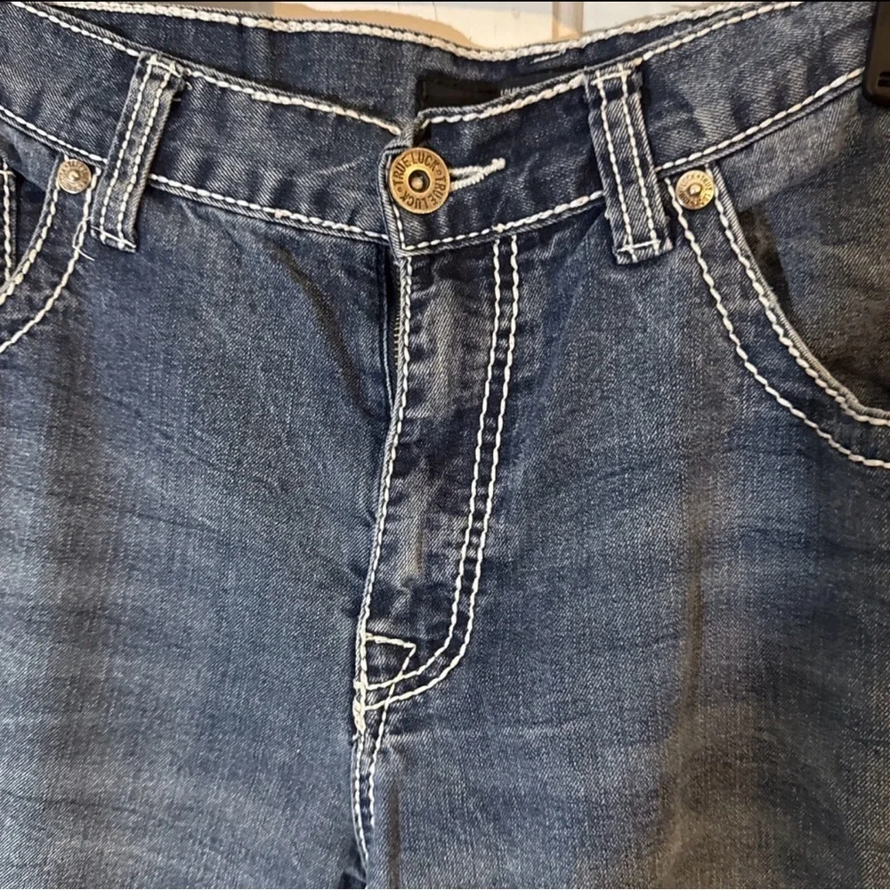 True Luck Mens Blue Jeans 34x32 Cowboy Embroidered Bootcut Western Rodeo